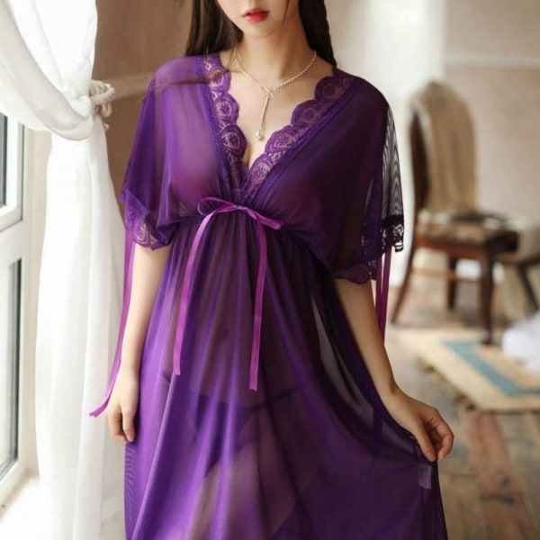 Sexiga underkläder erotisk klänning MÖRKLILA dark purple