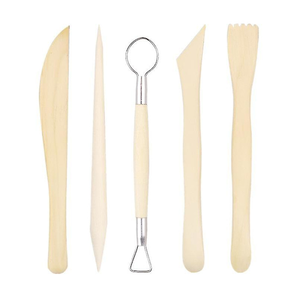 Set, modelleringsverktyg av trälera, skulpturverktyg för keramiklera för keramisk formning, modellering, utjämning (3 set)