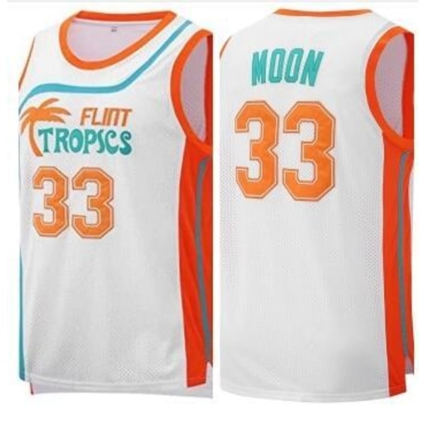 Flint Tropics Baskettröja #33 Jackie Moon Jersey Träningsoverall white 2XL