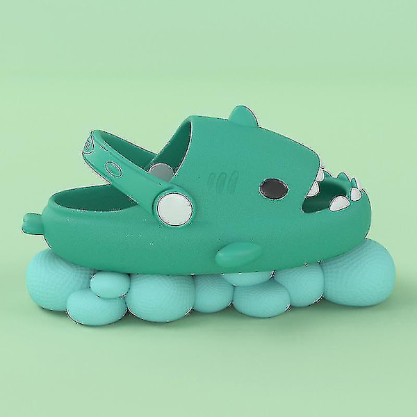 Barntofflor Söta 3d tecknade hajsandaler Halkfri tjock sula Mjuk poolrutschbana Mint Green