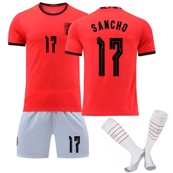 22-23 England borta set T-shirt #17 Jadon Sancho fotbollströja L