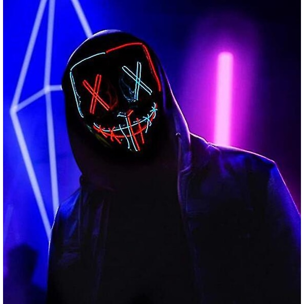 Led Purge Mask Light Up Skrämmande mask för Cosplay kostym blue red