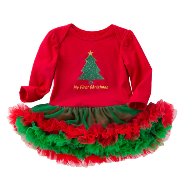 Fashion Pumpa Petticoat Set för barn med lång ärm Red Green Christmas Tree 59 (0-3 months)