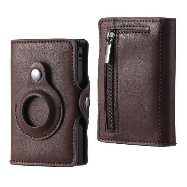 Automatisk korthållare med ficka för AirTag RFID-skydd Brun
