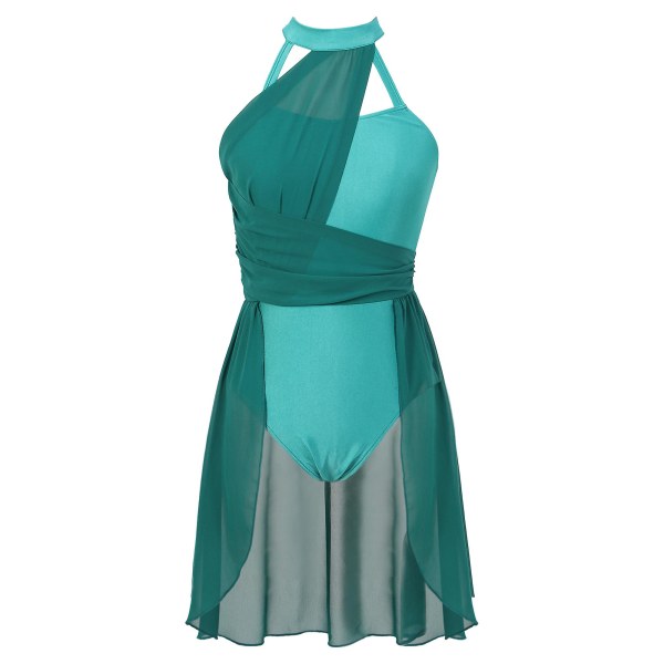 Kvinnor ärmlös balettdansklänning Vuxen samtida lyrisk dansdräkter Gymnastik Leotards Scen Ballroom Dancewear A Green S