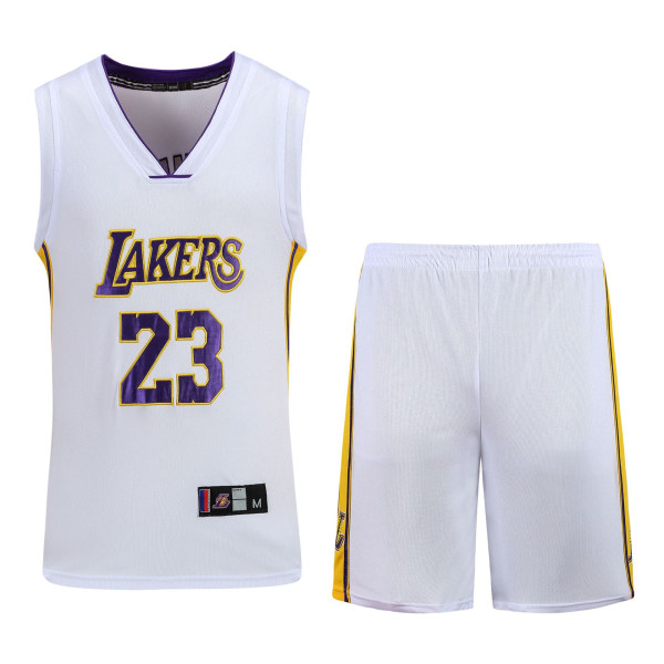 #23 Lebron James Baskettröja Set Lakers Uniform för barn white 22