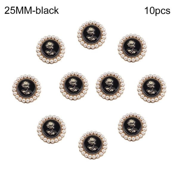 10 st Pearl Buttons Skjorta Knappar SVART 25MM10ST 10ST black 25MM10pcs-10pcs
