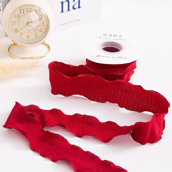 10Yards Skrynkligt bomullsband Linfrö VINRÖTT Wine red
