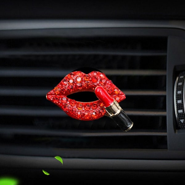 Car Air Outlet Aromaterapi Clip Rhinestone Red Lips Clips RÖD Red