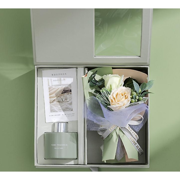 Tvål blomma presentförpackning, kreativ gåva aromaterapi bukett green