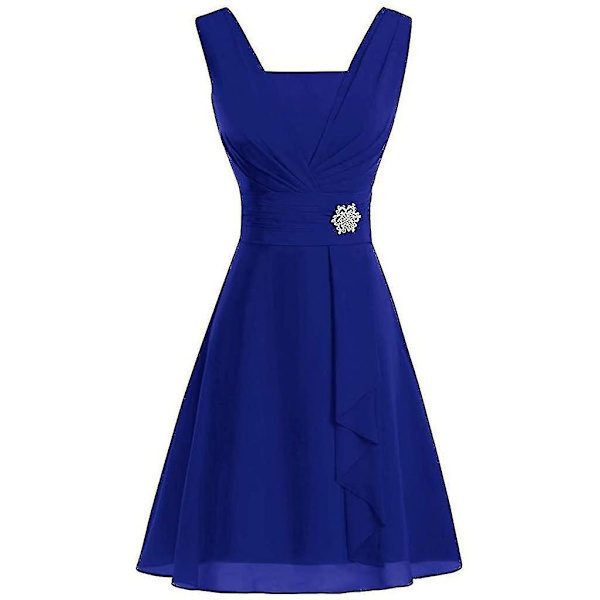 Kvinnor Vintage Scoop Neck Midi Dress Ärmlös A-Line Tank Dress blue M