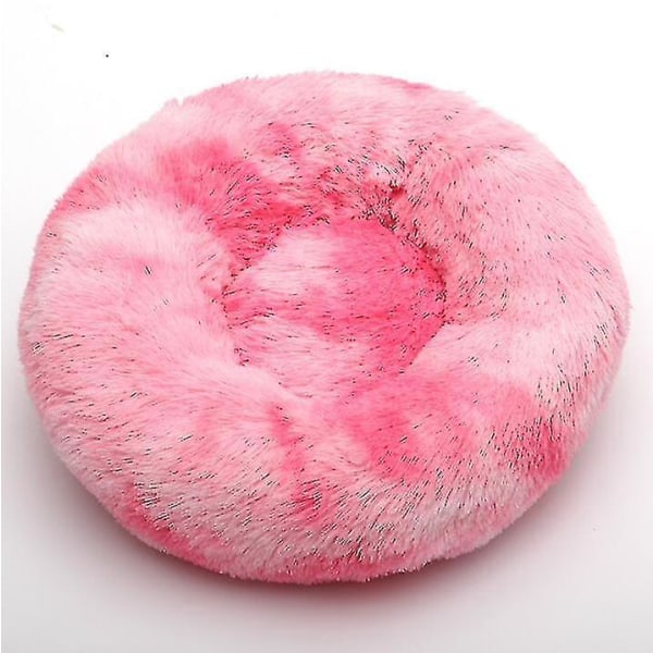 Supermjuk rund plysch Marshmallowsäng för husdjur Rose Pink
