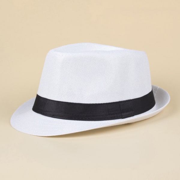 Retro hatt för män med bred brätte Vintage cap utomhus bowlerhattar White