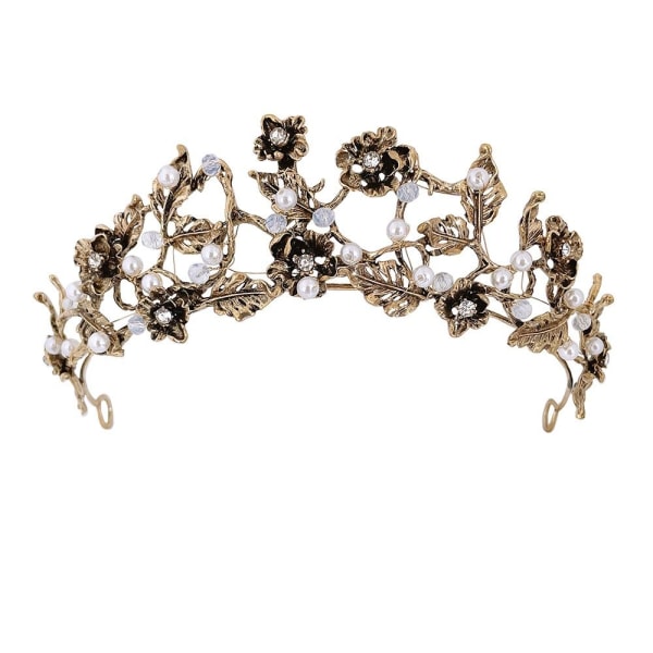 Bridal Tiaror Crystal Crown Pearl Leaf