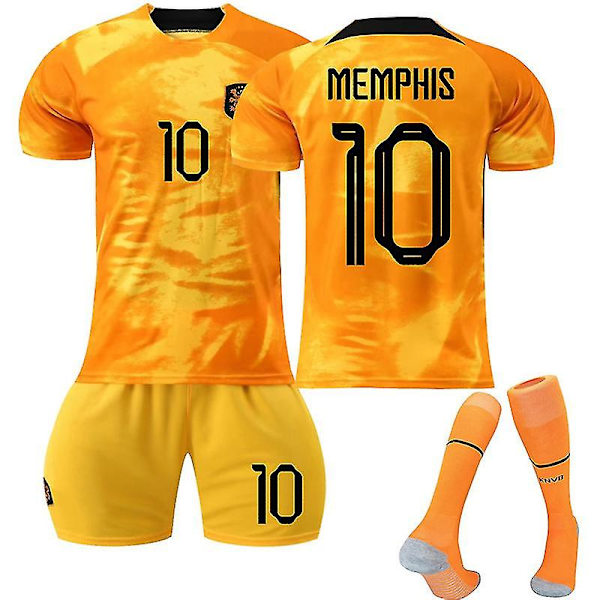 22-23 Nederländska lag #10 Memphis tröja fotbollssportkläder 18 (100-110cm)