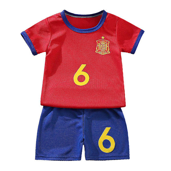 Fotboll Träningsdräkt Barn Pojkar T Shirts Shorts Träningsoverall Set Spain National Team 6 4-5 år = EU 98-110