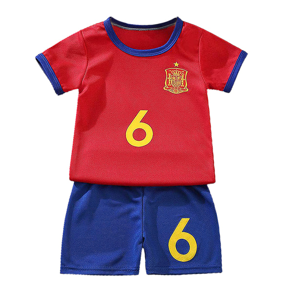 Fotboll Träningsdräkt Barn Pojkar T Shirts Shorts Träningsoverall Set Spain National Team 6 5-6 år = EU 110-116