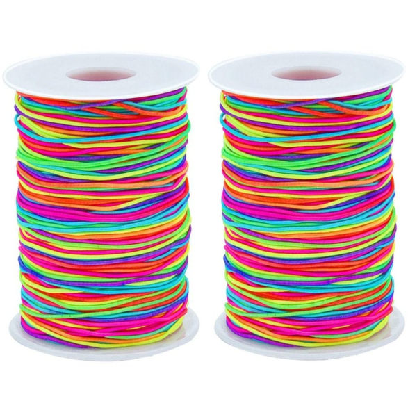 Tunn Elastisk String Rainbow Stretchy Cord 1mm Färgglad Elastic