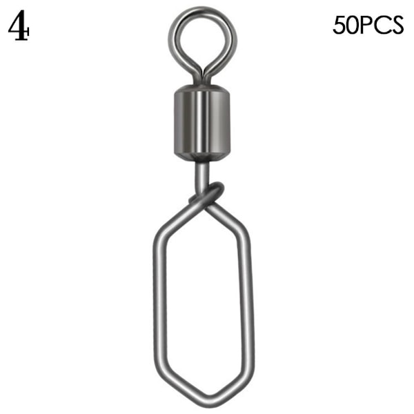 50 st Fishing Snap Connector med Pin Rolling Swivel 4 4 4