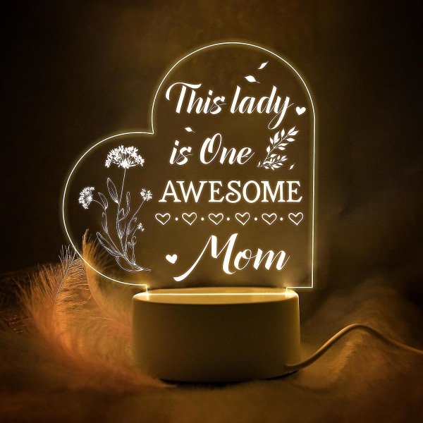 Mors dag presenter Födelsedagspresenter till mamma Akryl USB power graverad nattlampa