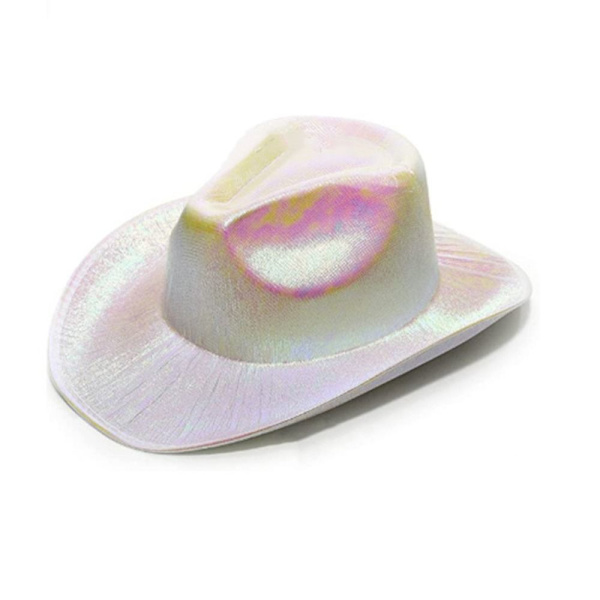 Iriserande Cowboyhatt Jazzhatt VIT white
