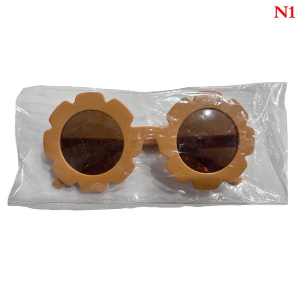 Nya Sun Flower Round e barnsolglasögon UV400 för pojkflickor N1