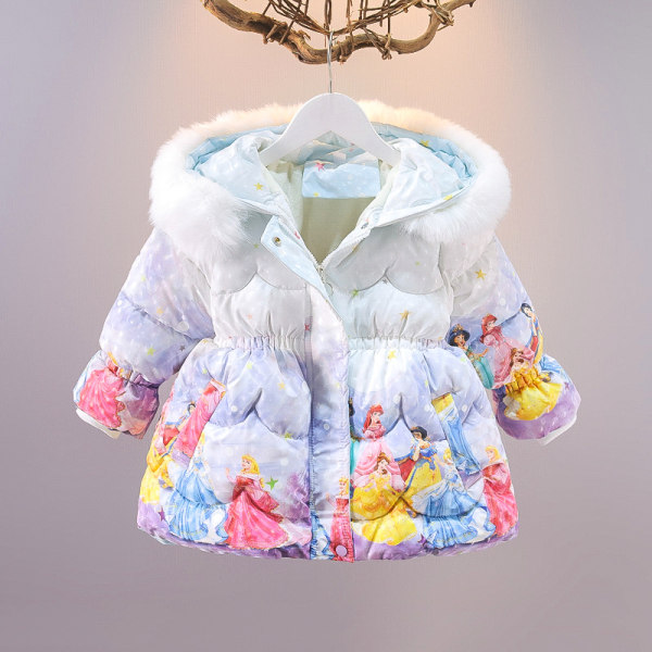Vinterkläder för tjejer Aisha Disney Princess Vadderad jacka i bomull blue 100cm