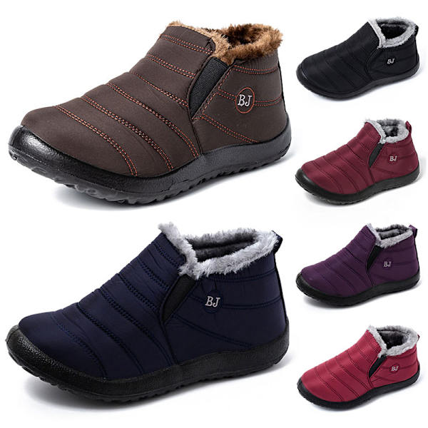 Herr Dam Vinter Plysch Fleece Snow Boots Halkfri fotled Blue 38