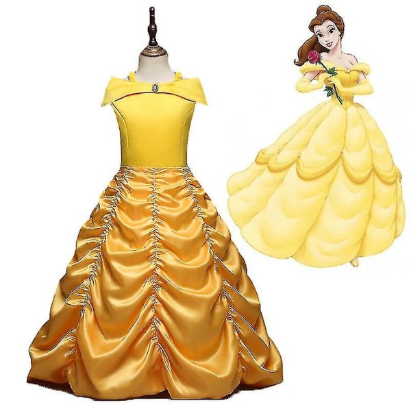 Beauty and the Beasts Princess Belle cosplay-festklänning för flickor 130cm 130cm