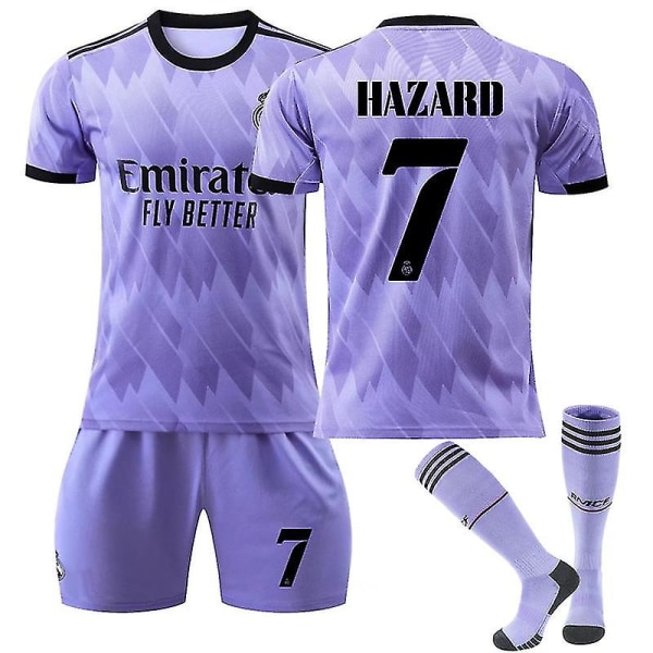 Hazard #7 tröja Galacticos Real Madrid 22/23 herrfotboll för barn XL