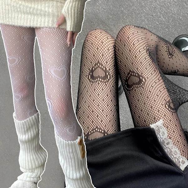Nytt hjärtformat blomnät japansk tjej Lolita Ins strumpor xg174-white
