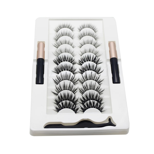 10 par magnetiska ögonfransar och eyeliner kit, återanvändbar 3D magnetisk lösfransförlängning Inget lim behövs för makeup 2