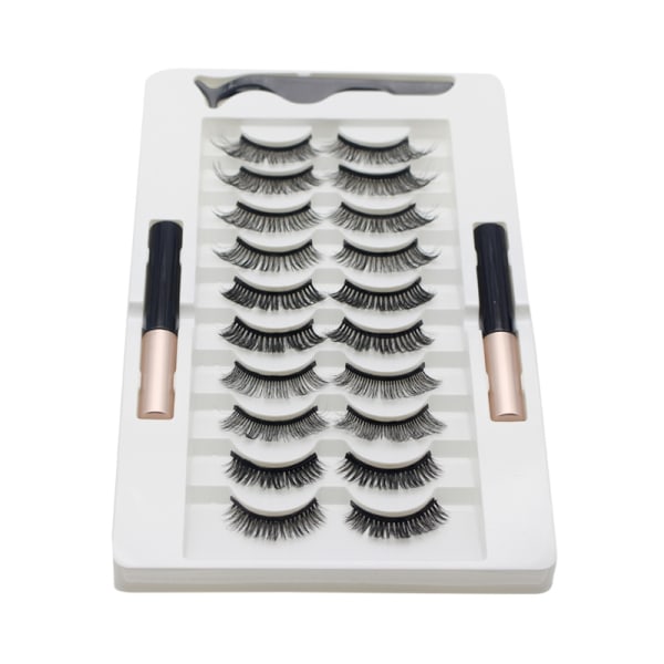 10 par magnetiska ögonfransar och eyeliner kit, återanvändbar 3D magnetisk lösfransförlängning Inget lim behövs för makeup 4
