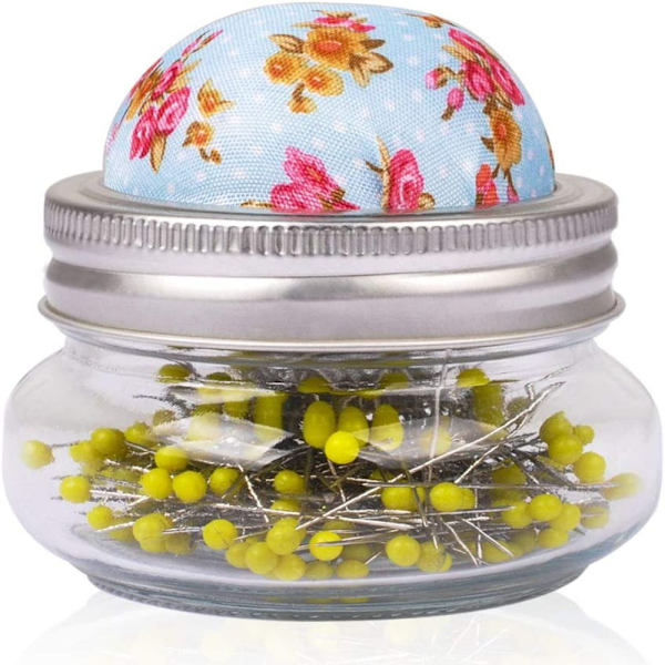 Glasflaska Rund Pearl Pin Holder Synål Kudde Nål