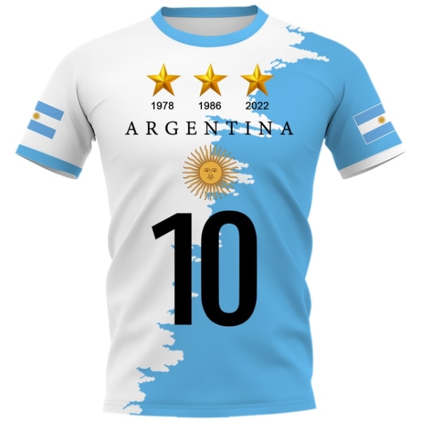 Argentina Storlek 10 T-shirt 3D kortärmad T-shirt med kort ärm style 4 XL