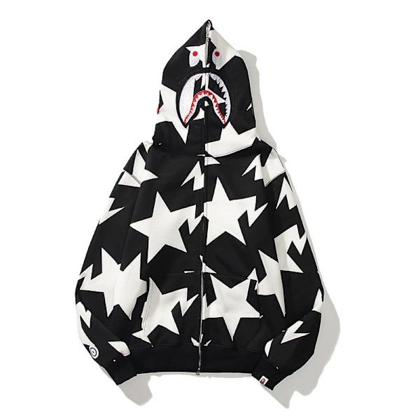 Hajhuvud dragkedja 3D sweatshirt dragkedja hoodie Black and white stars XXXXL