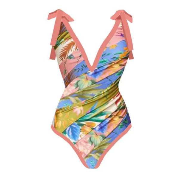 Vintage bikini dam i ett stycke baddräktsklänning i två set pink M
