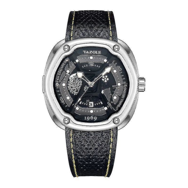 YAZOLE 462 463 Luminous Display Calendar Klassiskt läderband watch