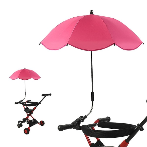 Baby Buggy Paraply Solskydd Parasoll 360 grader justerbart för utomhusbruk Rose Red