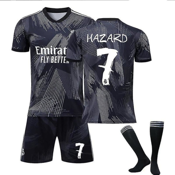 22-23 Real Madrid fotbollströja T-shirt Shorts Fotbollströja HAZARD 7 Kids 16(90-100CM)