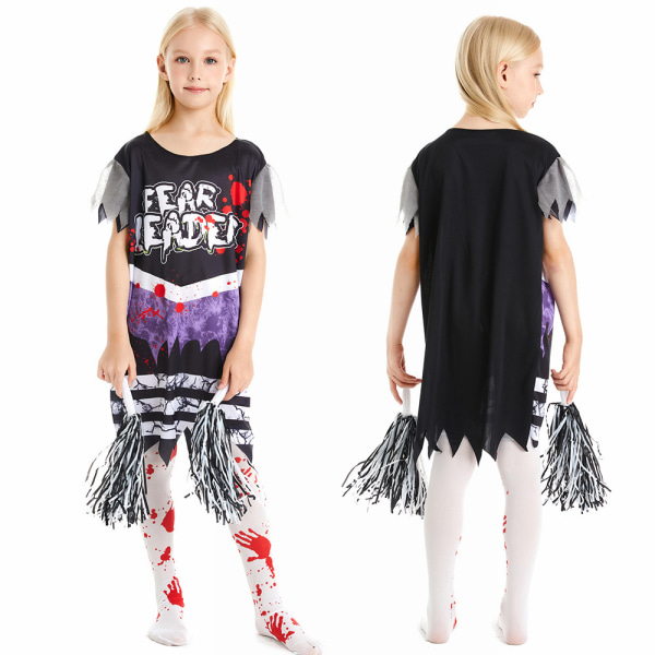 Zombie Fearleader Cosplay Girls Party Cheerleading Kostymklänning S L