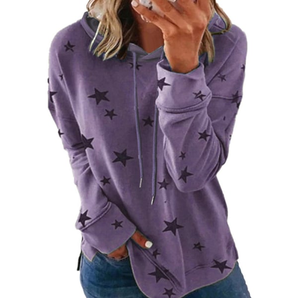 Casual i plusstorlek, casual tröja, tröja med huva Purple,3XL