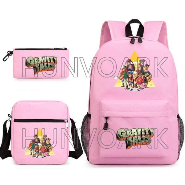 Disney Gravity Falls Ryggsäck 3st Ungdomsryggsäck Student Vattentät Burgundy