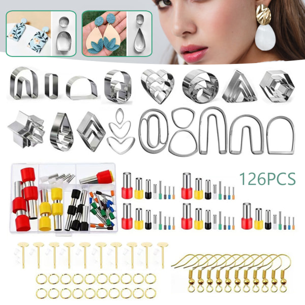 126st Polymerer Leraskärare Set för Att Tillverka Örhängen Halsband Smycken DIY Nybörjare