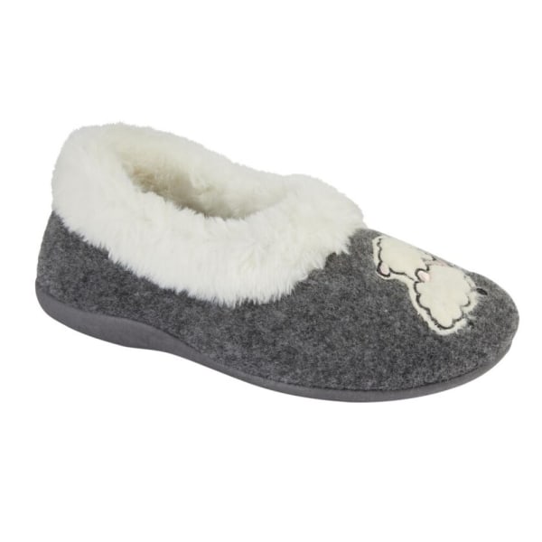 Sleepers Dam/Dam Får Faux Fur Tofflor Grå Grey 6 UK