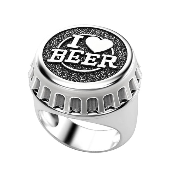 Cap Ring I Love Beer Ring SILVER 8 Silver 8