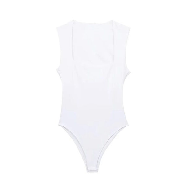 Ny sommar sexig bodysuit ärmlös linne för kvinnor white M
