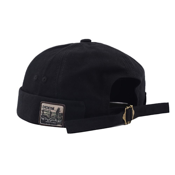 Men Docker Cap Retro Dome Melon SVART black