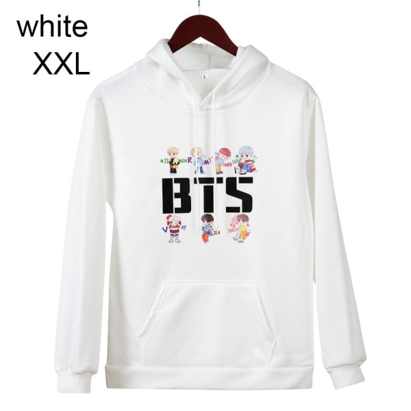 BTS Hoodies Hösttröjor VIT XXL white XXL