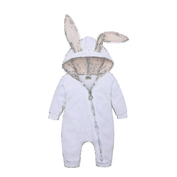 Cartoon Bunny Easter Hoodie Outfits Rompers Bomullsdragkedja Rompers White